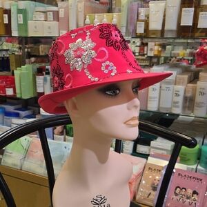 Elegant Pink Sequin Embellished Hat